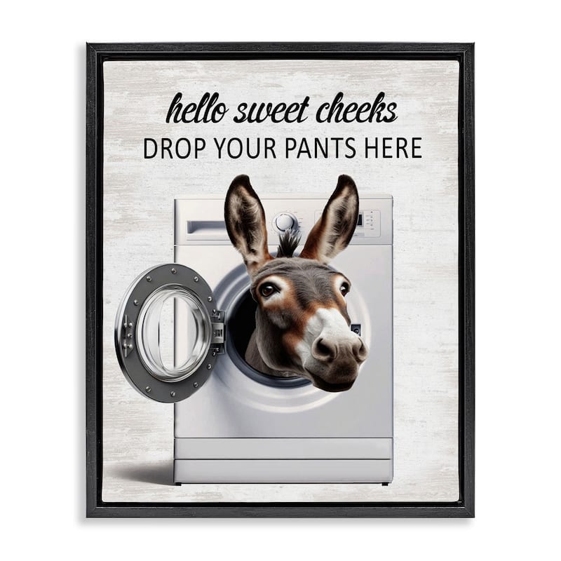 Stupell Funny Sweet Cheeks Laundry Framed Floater Canvas Wall Art Design By Lettered and Lined - 17 x 21 - Black