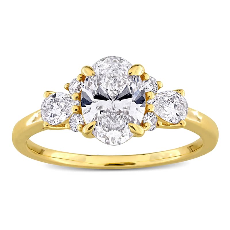 1 3/4ct TW Multi-Shaped Lab-Grown Diamond Ring with Side Stones in 14k Yellow Gold
