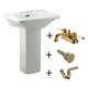 preview thumbnail 6 of 8, Child Size Pedestal Sink - White with 4" Center Set Faucet Holes, Sink Drain With Overflow and P Trap Renovators Supply