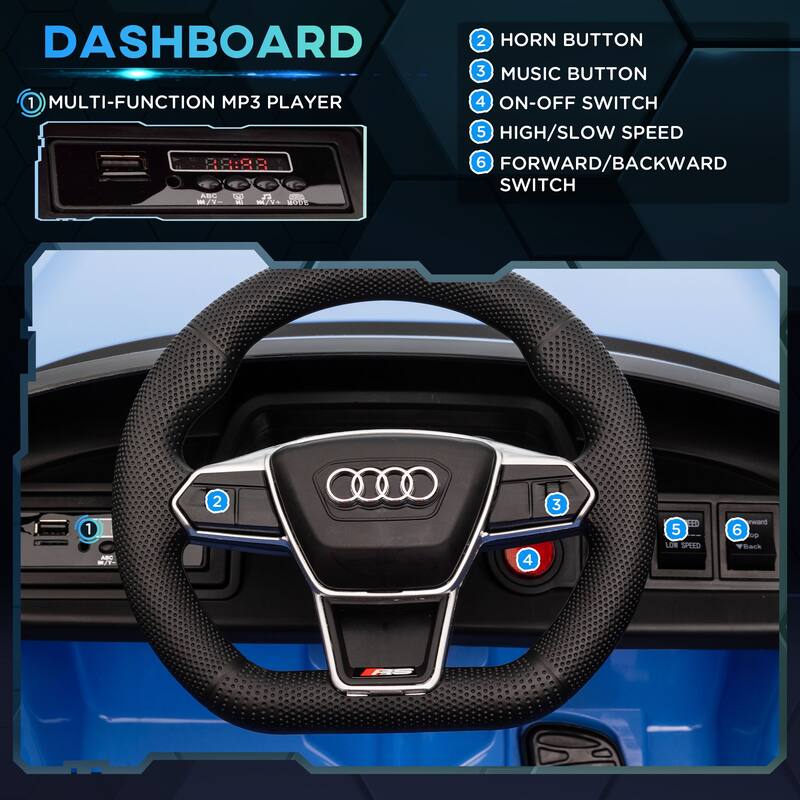 12V Licensed Audi RS E-Tron GT Kids Ride-On Car with Remote Control, Music, Lights, and Safety Features