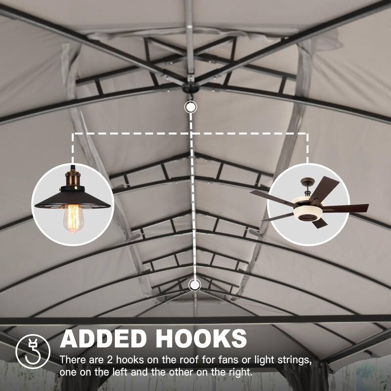 10x20FT Outdoor Gazebo with Double Roofs, Privacy Curtains, Mosquito Netting, Heavy Duty Metal Frame for Patio, Backyard