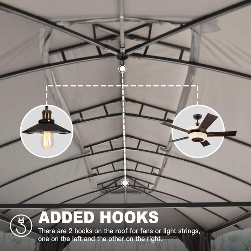 10x20FT Outdoor Gazebo with Double Roofs,Privacy Curtains,Mosquito Nettings,Heavy Duty Metal Frame Party Tent Canopy for Patio