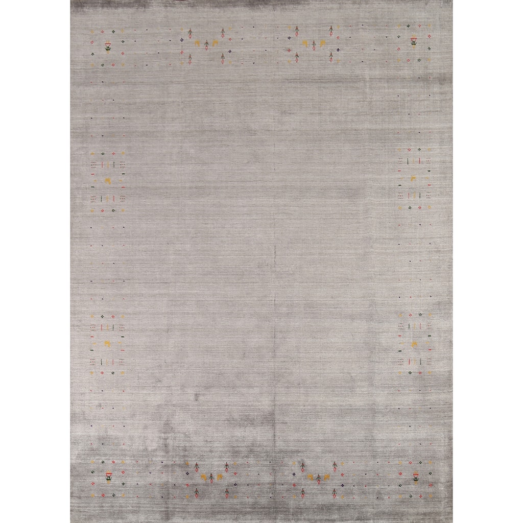 Tribal Gabbeh Indian Area Rug Handmade Silk Carpet - 8'0"x 9'8"