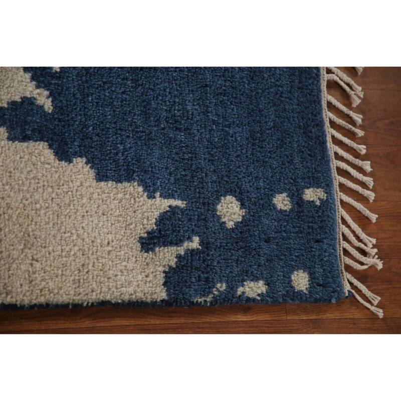Abstract Moroccan Indian Area Rug Hand-Knotted Wool Carpet - 4'11"x 7'9"