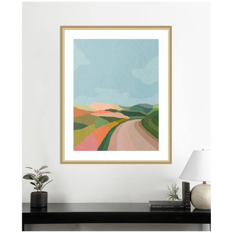 Kate and Laurel Framed Art Beautiful Landscape with Road by July Art Prints