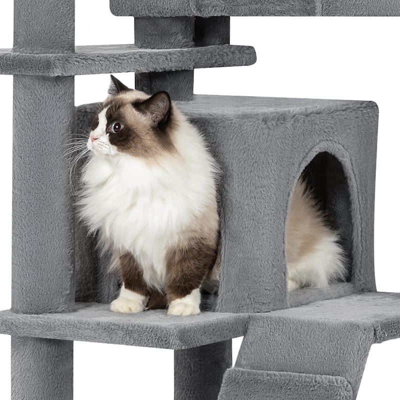 Adeco Cat Tree for Large Cats with Plush Hammock