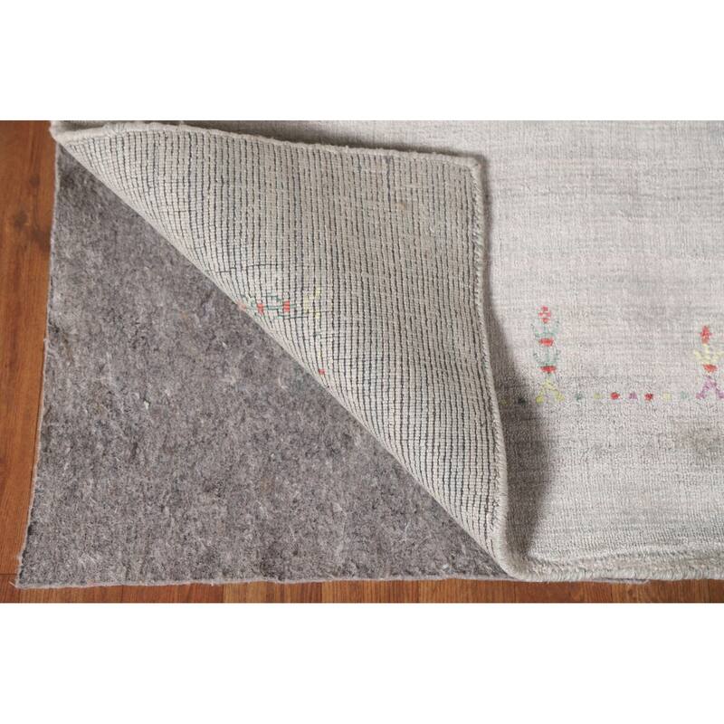 Striped Gabbeh Square Area Rug Handmade Wool Carpet - 9'8"x 9'8"