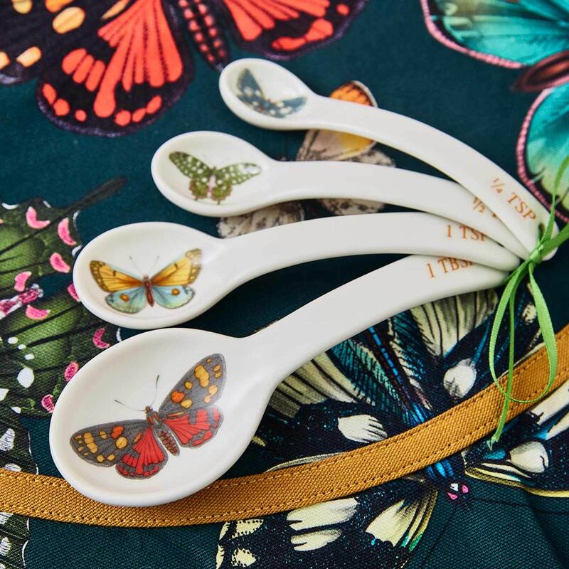 Portmeirion Botanic Garden Harmony Set of 4 Measuring Spoons - 1 Tbsp, 1 Tsp, ½ Tsp, and ¼ Tsp