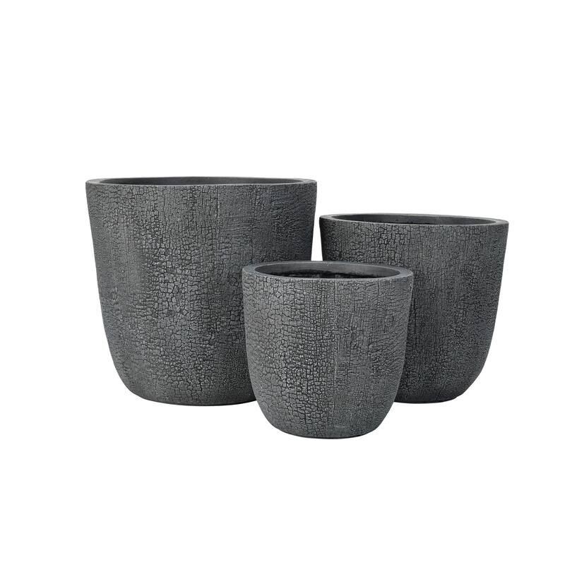 Roomfitters Lightweight MGO Planter Set of 3, Round Weather Resistant Outdoor Indoor Flower Pots for Garden Patio
