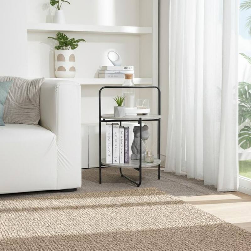 Mijas 2 Tier Side End Table 3 Color Options Cement Natural Brown