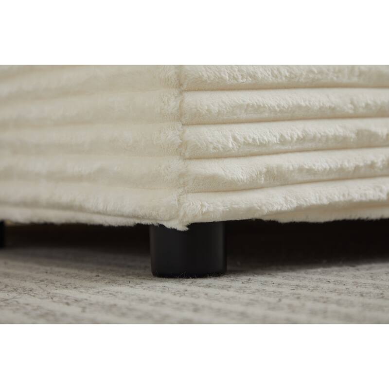 82" Corduroy 2-Piece Sectional Sofa with Slipcovers & 2 Pillows