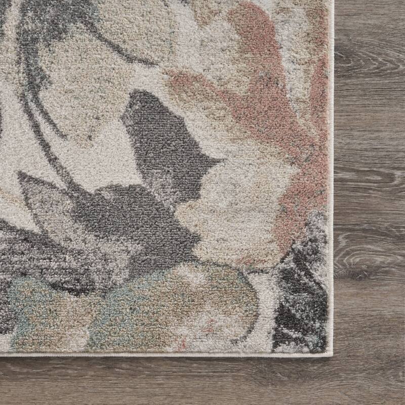 Sevita Multi/Gray/Pink Floral Botanical Area Rug