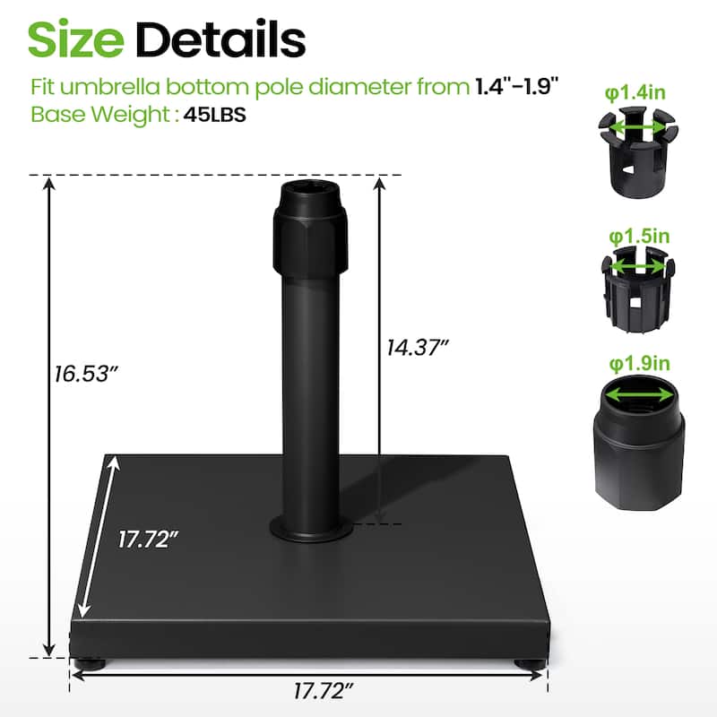 45LBS Outdoor Patio Square Concrete Market Umbrella Base Stand