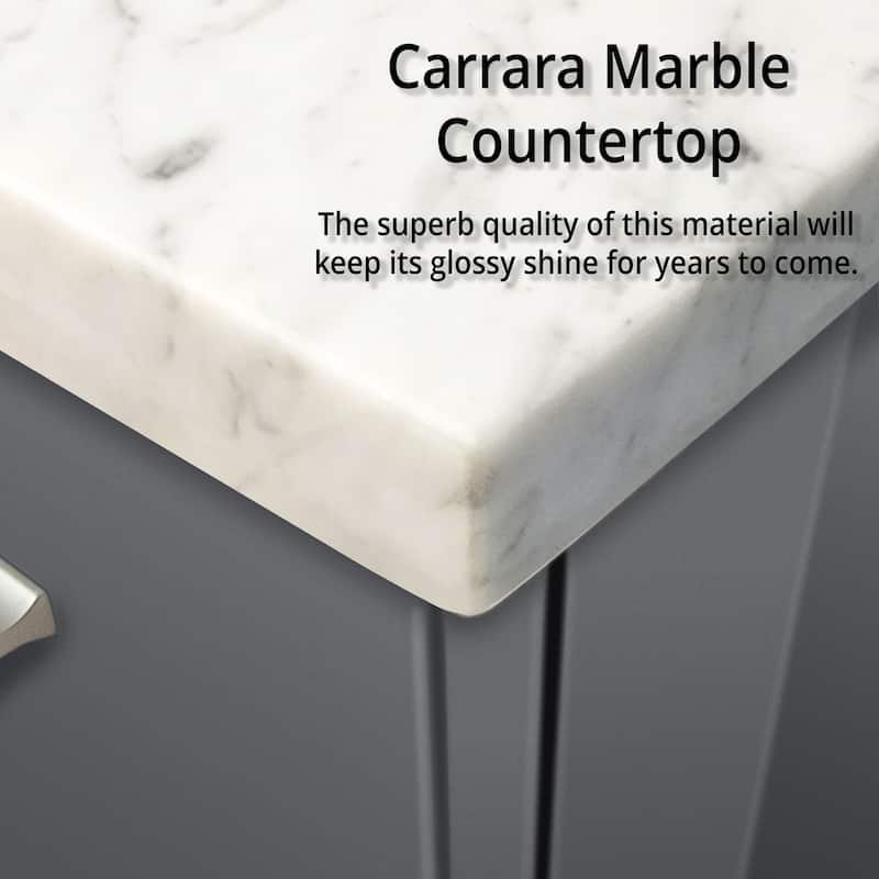 Geneva Bath Vanity Carrara Marble Top, Sink and Faucet