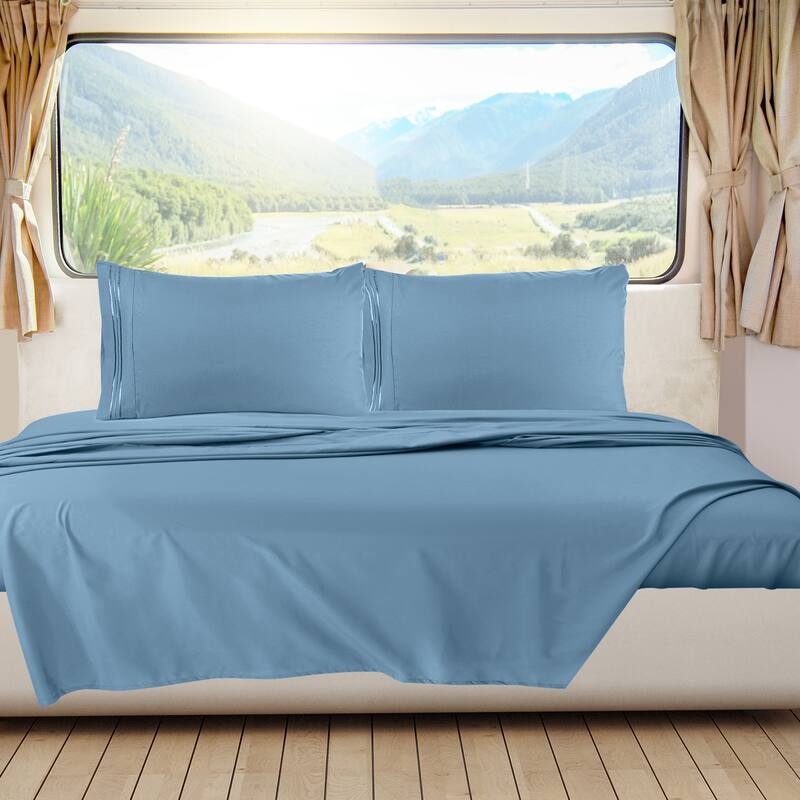 Empyrean Hotel Luxury 6 Piece Sheet Set - Super Soft Bedding Sheets & Pillowcases - Short Queen - Blue Heaven