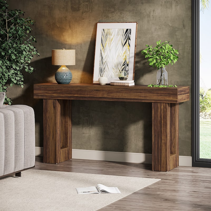 Farmhouse Console Table, 63-Inch Long Narrow Sofa Table Behind The Couch