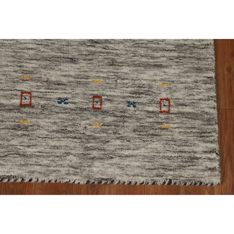 Striped Tribal Gabbeh Oriental Accent Rug Hand-Knotted Wool Carpet - 4'1" x 5'11"