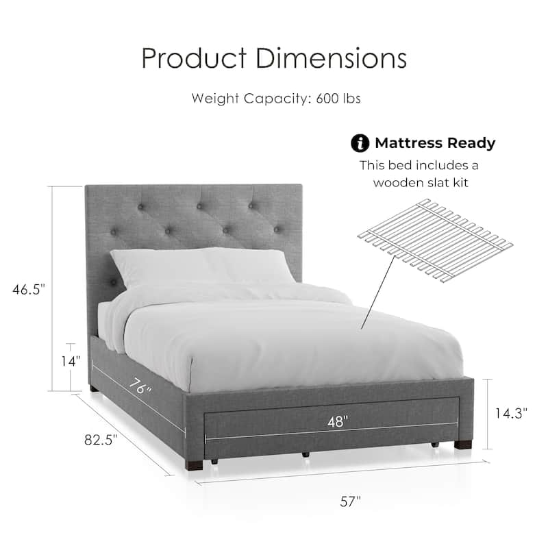Furniture of America Malaer Modern Button Tufted 1-drawer Platform Bed