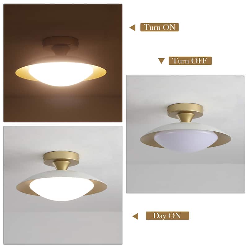 11.8-in W LED Compatible Mid-Century Modern Semi Flush Mount Ceiling Light
