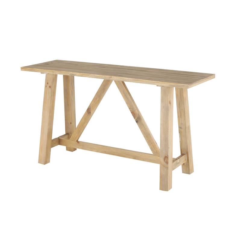 Wood Rectangular Console Table with Flared Legs and Crossed Beams - Light Brown - Roche River Decor