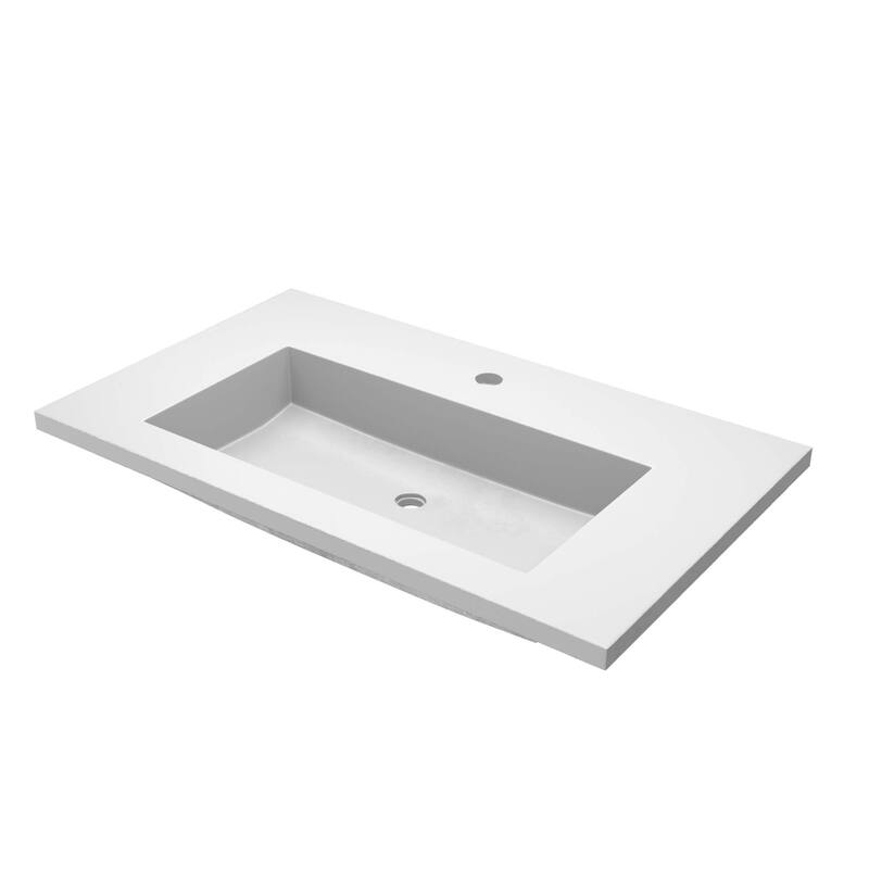 Capistrano 36.5-inch Concrete Vanity Top with Integral Trough Sink - Single Faucet Hole - Pearl