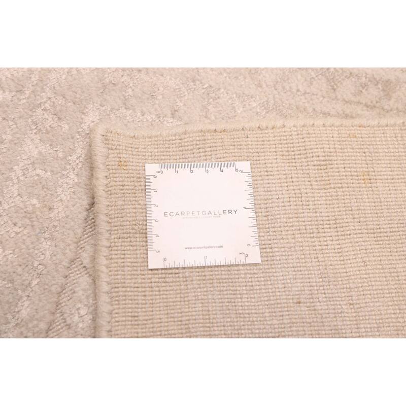 ECARPETGALLERY Hand Loomed Elysian Light Khaki Viscose, Wool Rug - 7'10 x 9'10