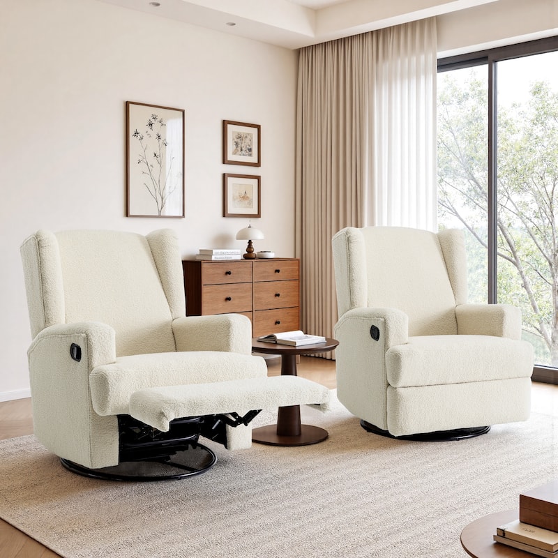 UIXE Upholstered Modern Swivel Glider Rocker Recliner