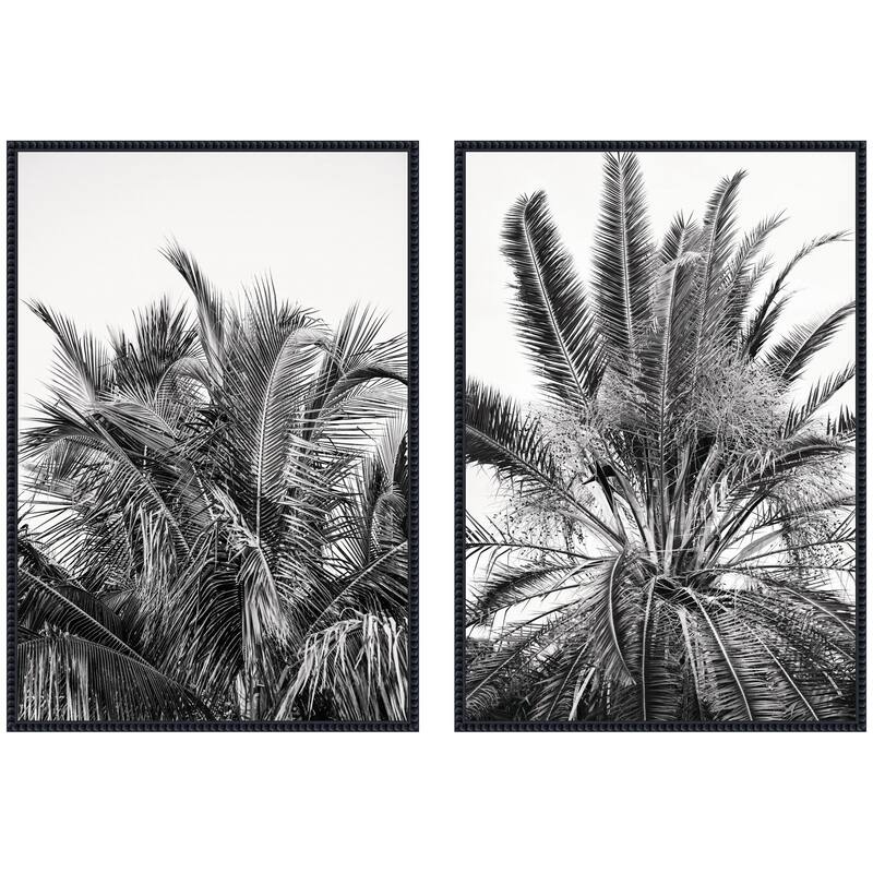 Kate and Laurel Palms No. 13 & No.15 2 Piece Framed Canvas Wall Art Set by Alicia Bock - 2 Piece Set 23x33 - Black