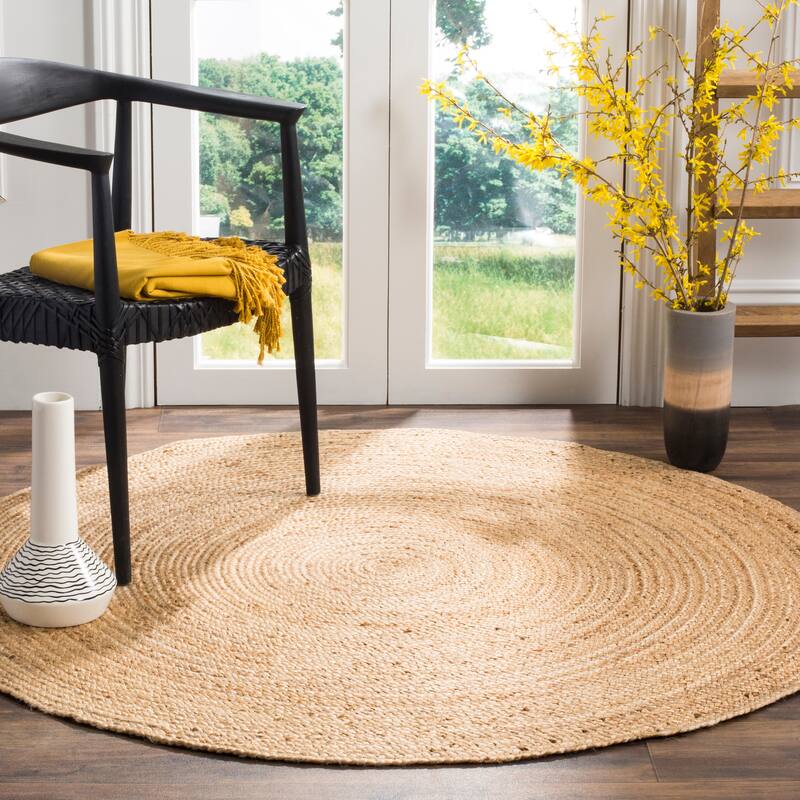 SAFAVIEH Handmade Natural Fiber Charlyne Bordered Round Jute Rug - 5' Round - Natural/Natural