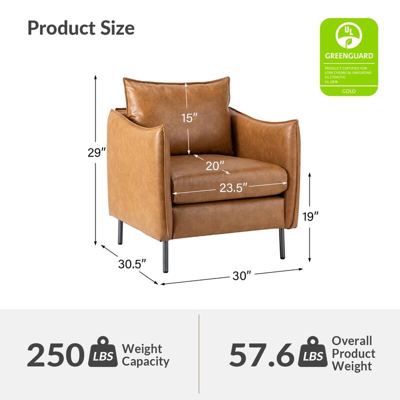 Jaime Modern Vegan Leather Accent Chair with removable Cushion by HULALA HOME