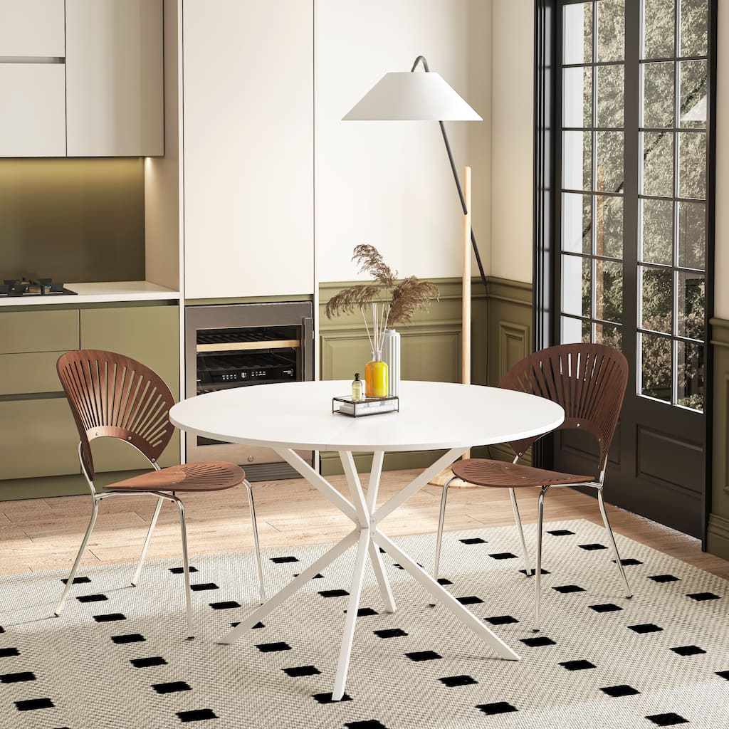 47.24'' Modern Round Dining Table with Crossed Legs