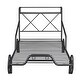 preview thumbnail 9 of 22, Twin Size Metal Bed with Four Wheels, Car Shaped Bedframe with Guardrails and X-Shaped Frame Shelf, Funny Design for Kids