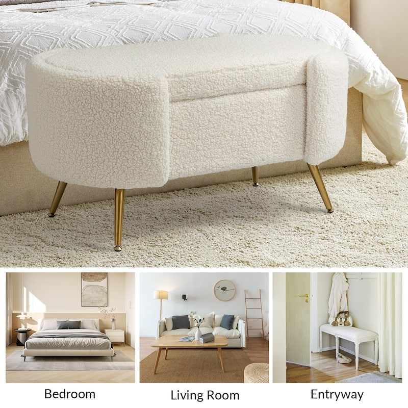 Clara 39.4" Wide Storage Bench with Metal Legs