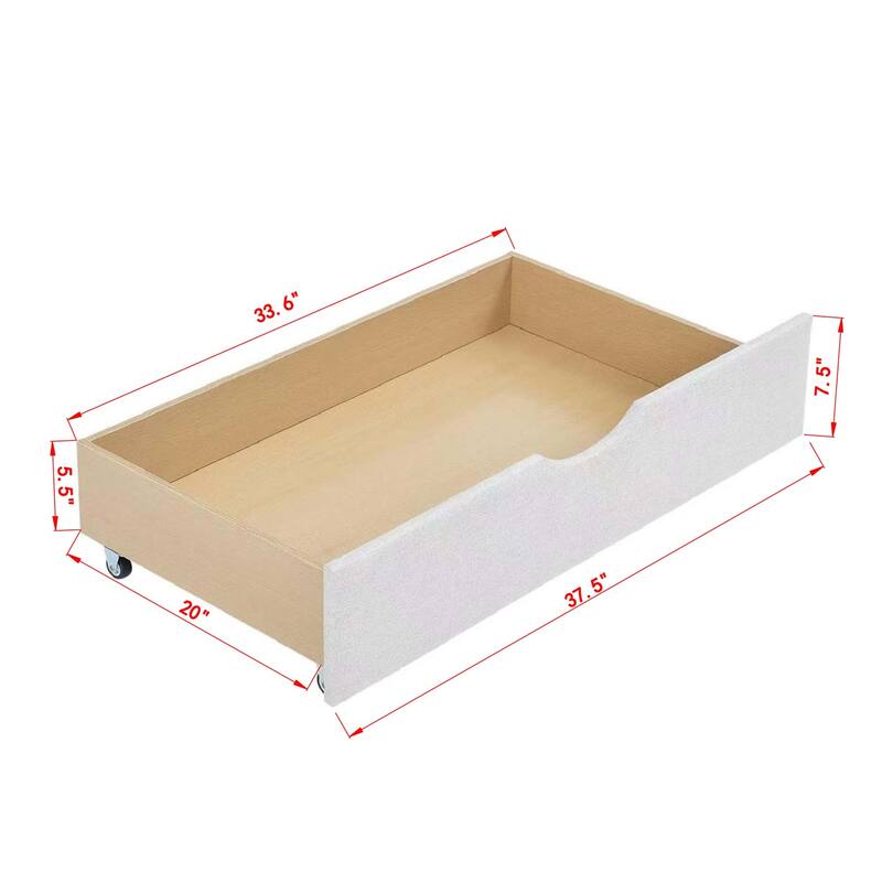 Twin Size Linen Upholstered Daybed Frame with 2 Drawers & Tufted Backrest