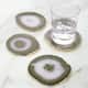 Modern Home Set of 4 Natural Agate Stone Coasters - Natural/Gold