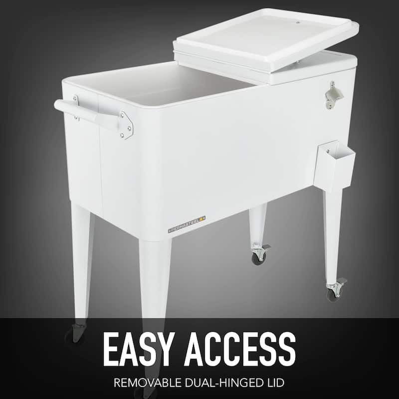 Permasteel 80-Qt Classic Outdoor Rolling Patio Cooler with Wheels, White