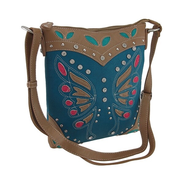 Shop Studded Butterfly Textured Vinyl Western Style Cross Body Purse