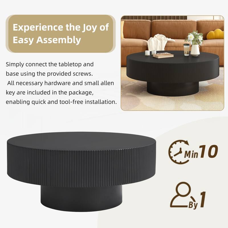 Elegant Easy Assembly Round Coffee Table
