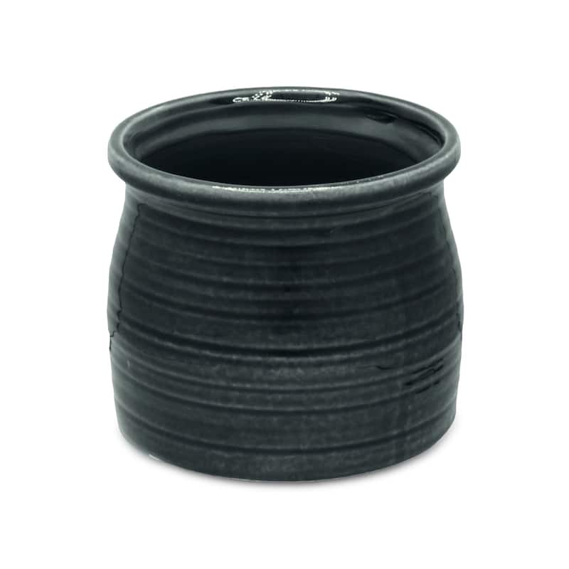 Kifon Curved Ceramic Ceramic Pot - Dark Gray