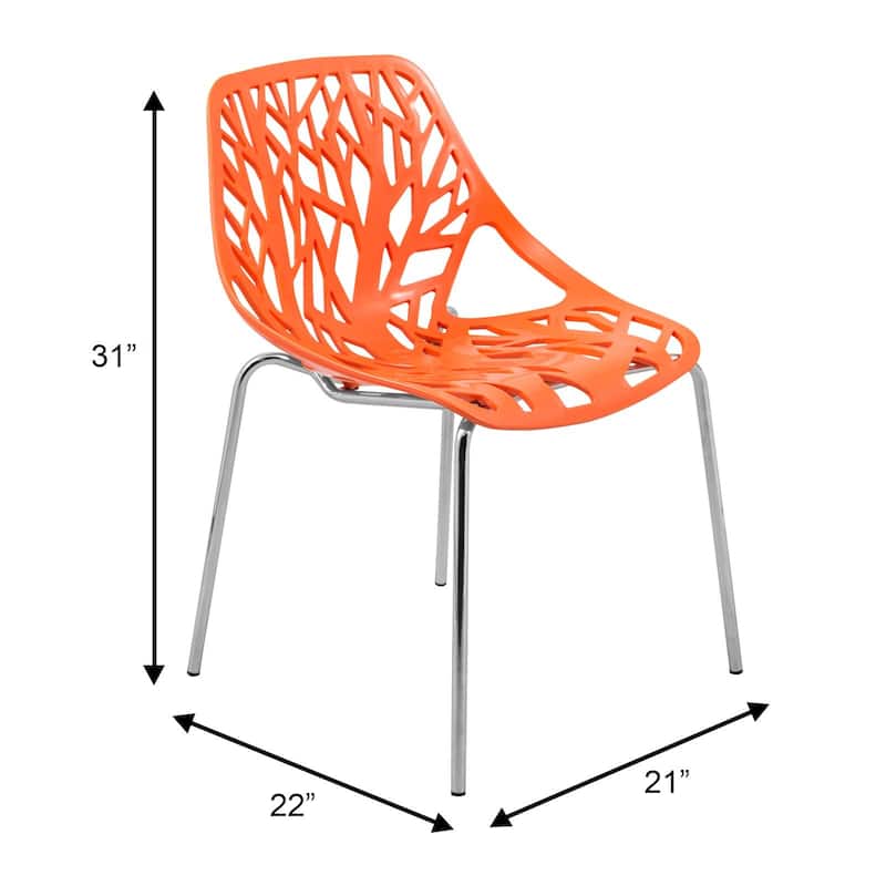Asbury Modern Stackable Dining Chair with Chrome Stainless Steel Legs Side Chair for Indoor and Outdoor (Set of 4)