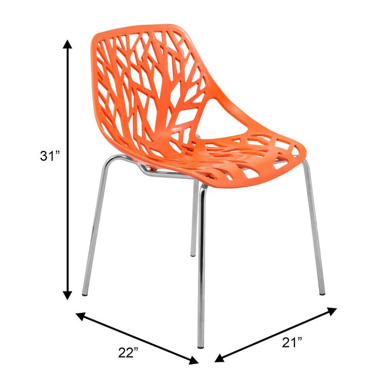 Asbury Stackable Dining Chair with Chrome Legs Side Chair with Modern Cut-Out Design Backrest