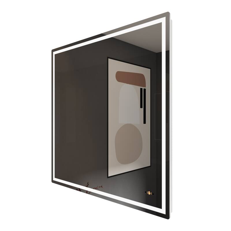CB HOME Gesture Control Smart LED Mirror Bathroom, Lighted Wall Mounted Mirror, Dimmable, Frameless,Three Color,Front&BackLit