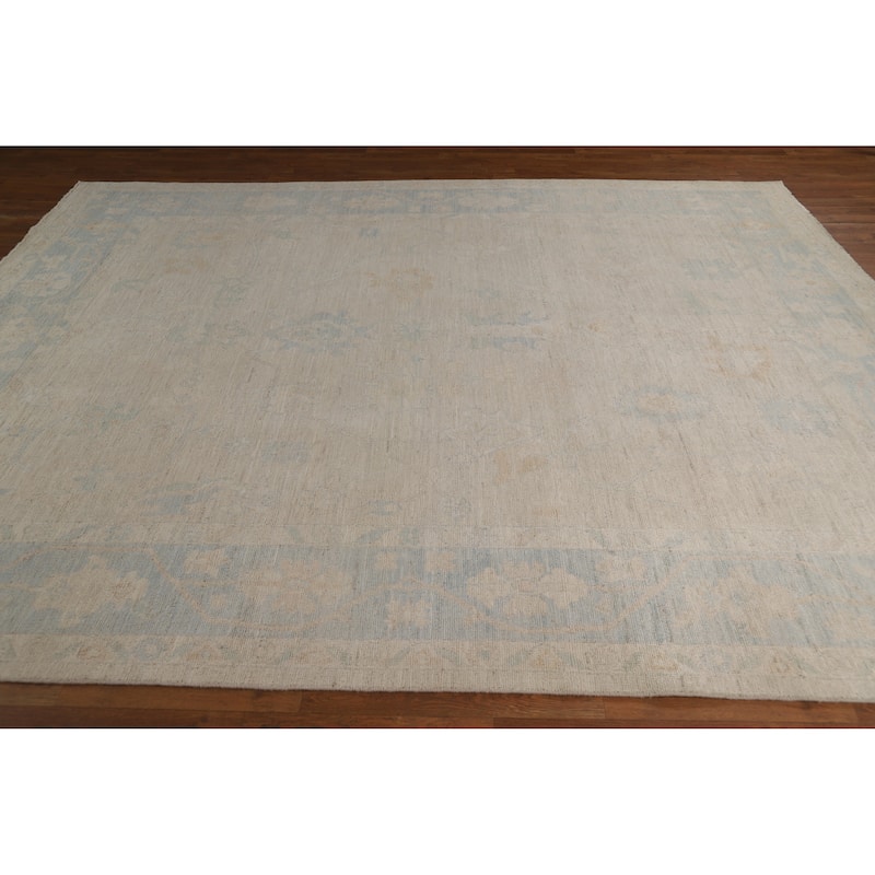 Hand Knotted Oriental 100% Wool Carpet Transitional All-Over Beige & Ivories Oushak Area Rug - 10' 0'' X 8' 0''