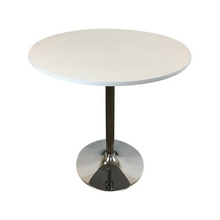 Mari 36 Inch Counter Height Table, White Round Top and Stainless Steel ...