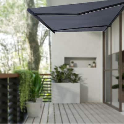 Italian Series Full Cassette Motorized Patio Awning with App + Remote - Grigio (Gray) - 12 x 10 ft