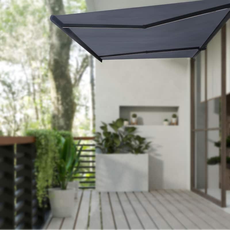 Italian Series Full Cassette Motorized Patio Awning with App + Remote - Grigio (Gray) - 14 x 10 ft