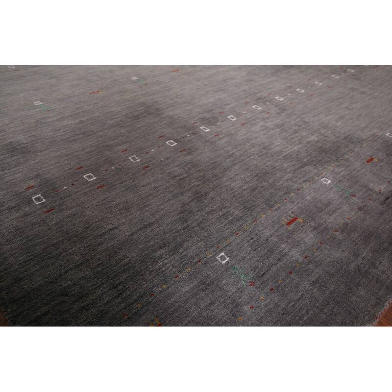 Gray Gabbeh Indian Area Rug Handmade Wool Carpet - 8'1"x 9'6"