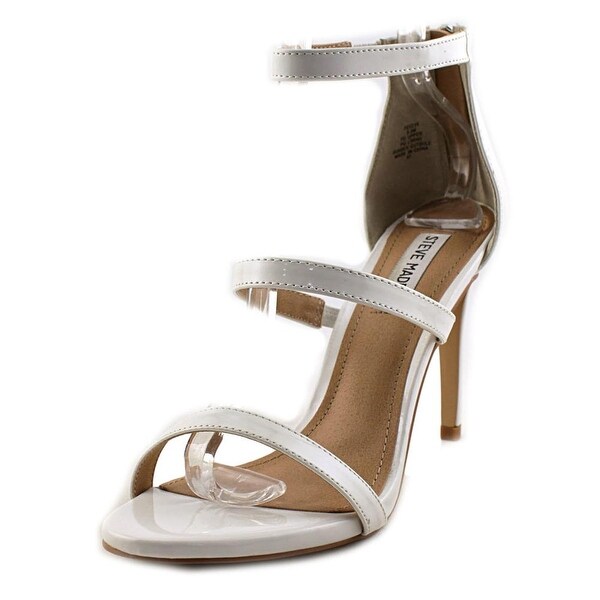 Steve Madden Feel Ya Women Open Toe Patent Leather White Sandals