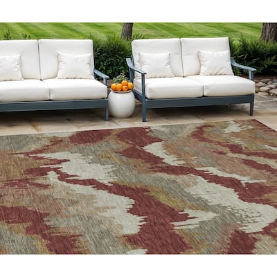 HomeRoots Abstract Transitional Rectangle Outdoor Rug