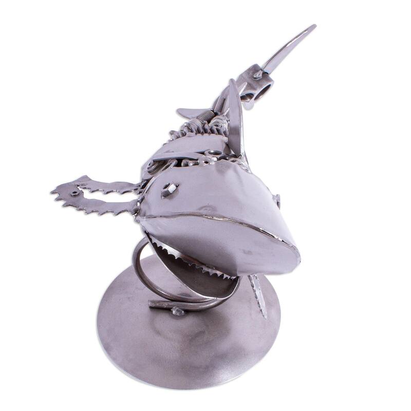 Novica Handmade Mighty Shark Recycled Metal Sculpture